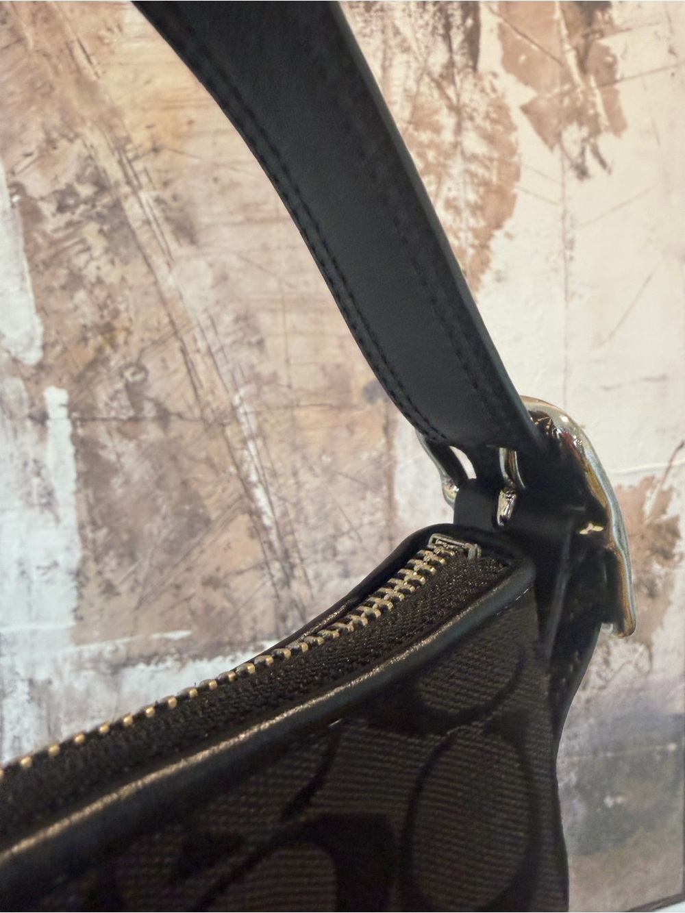 Coach Vintage Hamptons Signature East West Demi Baguette Bag - Black 🖤 - Picture 7 of 13